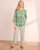 Appleseeds Women's Captiva Y-Neck Stenciled Palms Popover - Tan - L - Misses sold by Buff