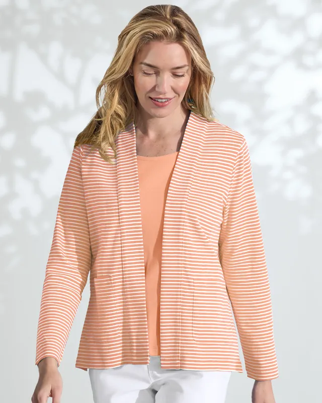 Appleseeds Women's Coastal Cotton Striped Cardigan  - Multi - 3X - Womens Plus sold by Buff