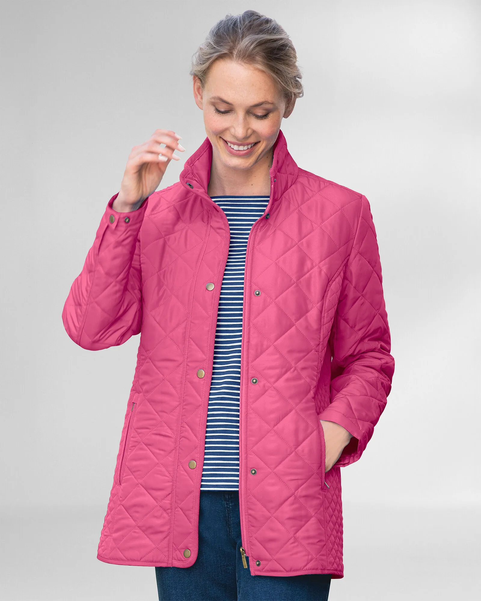 Appleseeds Women's Berkshire Quilted Jacket Pink PL Petite Parallel