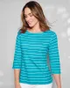 Appleseeds Women's Coastal Cotton Striped Bateau-Neck Tee - Multi - L - Misses sold by Buff