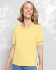 Appleseeds Women's Linen-Blend Elbow-Sleeve Tee - Blue - PS - Petite sold by Buff
