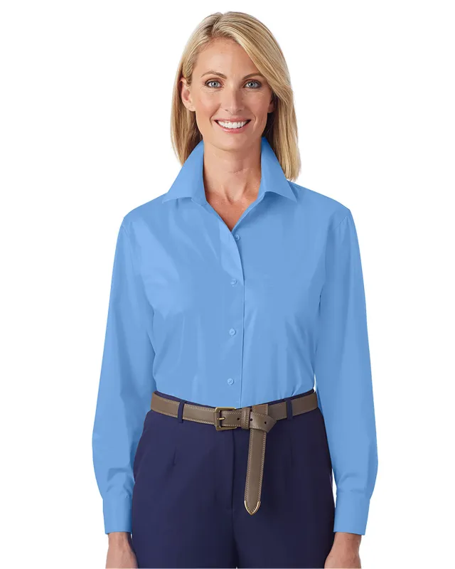 Appleseeds Women's Foxcroft Classic-Fit Solid Shirt - Blue - 16 - Misses sold by Buff