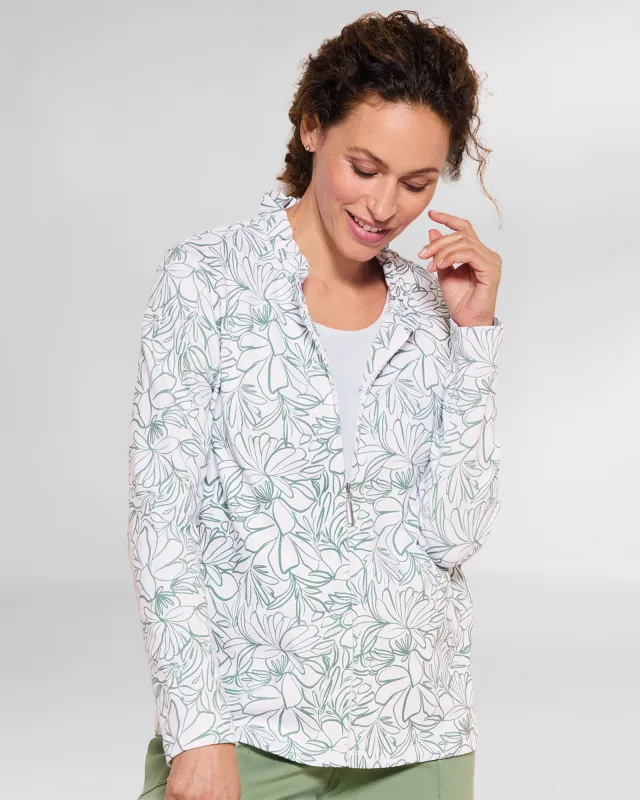Appleseeds Women's Everyday Knit Jackie Sketched-Floral Ruffle Jacket - Multi - M - Misses sold by Buff