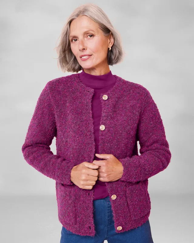 Appleseeds Women's Luxe Bouclé Cardigan - Multi - L - Misses sold by Buff