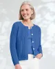 Appleseeds Women's Bayside Cotton Textured-Solid Cardigan - Blue - L - Misses sold by Buff