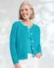 Appleseeds Women's Bayside Cotton Textured-Solid Cardigan - Blue - L - Misses sold by Buff