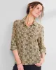 Appleseeds Women's Batik Tiles Crinkle Shirt  - Green - M - Misses sold by Buff