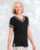 Appleseeds Women's Linen-Blend Embroidered Tee - Multi - PM - Petite sold by Buff