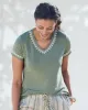 Appleseeds Women's Linen-Blend Embroidered Tee - Multi - PM - Petite sold by Buff