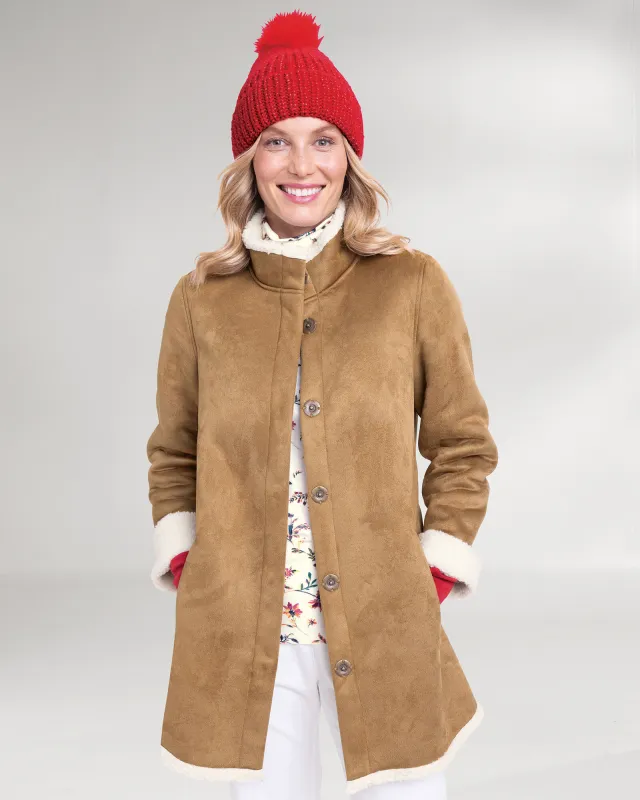 Appleseeds Women's Stand-Collar Faux-Sherpa Coat - Multi - PXL - Petite sold by Buff