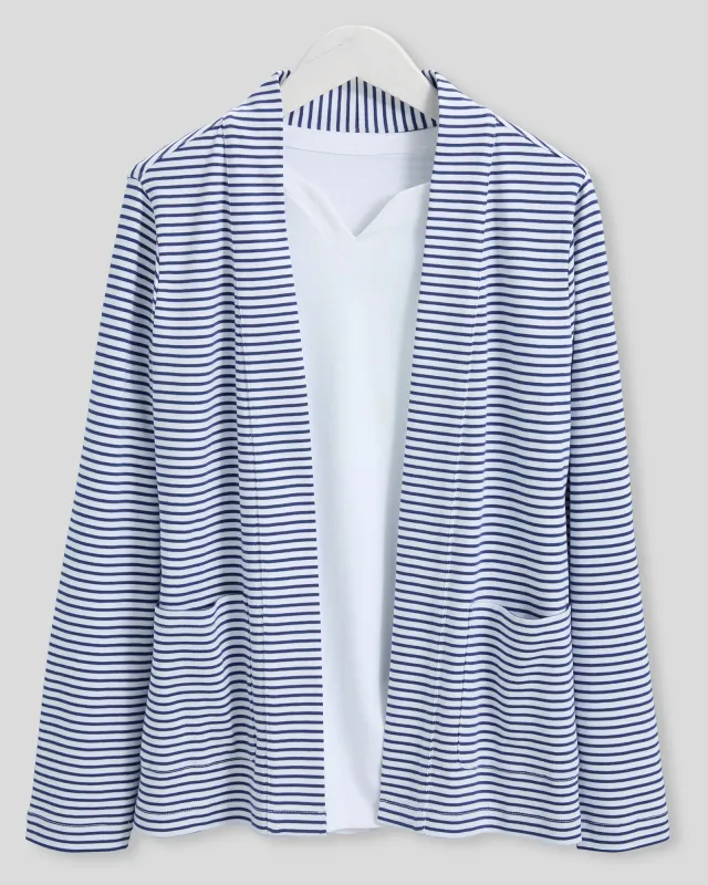 Appleseeds Women's Coastal Cotton Striped Cardigan  - Multi - L - Misses sold by Buff
