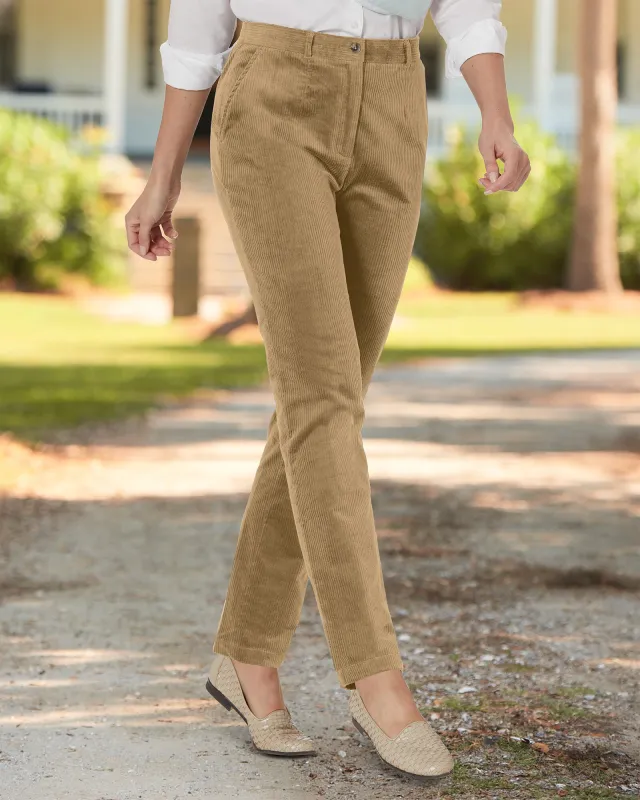 Appleseeds Women's Stretch Wide-Wale Corduroy Fly-Front Pants - Brown - 14 - Misses sold by Buff