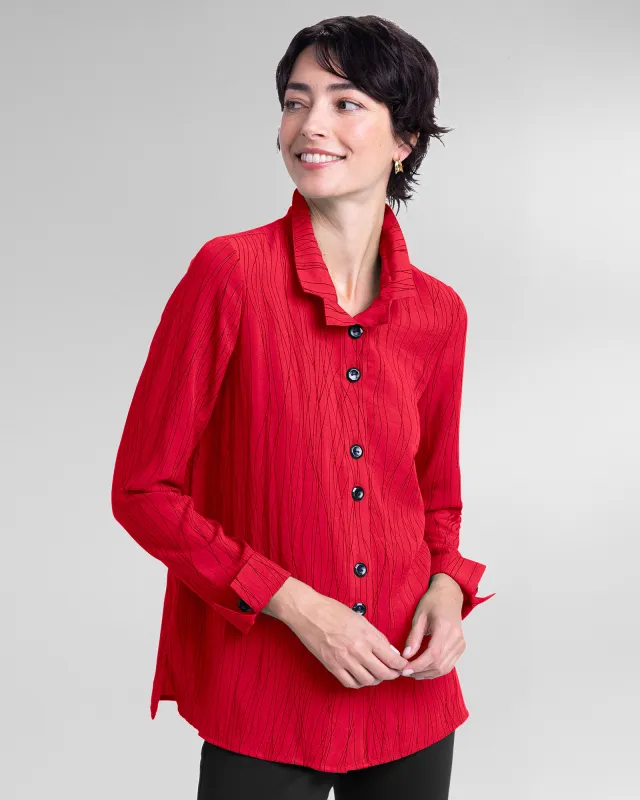 Appleseeds Women's Whimsical Lines Tunic - Red - PS - Petite sold by Buff