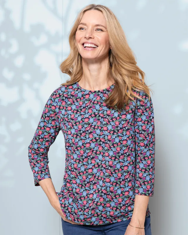 Appleseeds Women's Prima™ Cotton Watercolor Blooms Tee - Multi - PM - Petite sold by Buff
