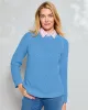 Appleseeds Women's Bayside Cotton Shaker-Stitch Pullover - Blue - PXL - Petite sold by Buff