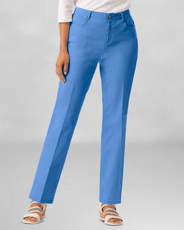 Appleseeds Women's DreamFlex Color Comfort-Waist Classic Straight Leg Jeans - Blue - 4P - Petite sold by Buff