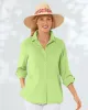 Appleseeds Women's Crinkled Cotton Solid Shirt - Purple - 1X - Womens Plus sold by Buff
