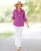 Appleseeds Women's Crinkled Cotton Solid Shirt - Purple - 1X - Womens Plus sold by Buff