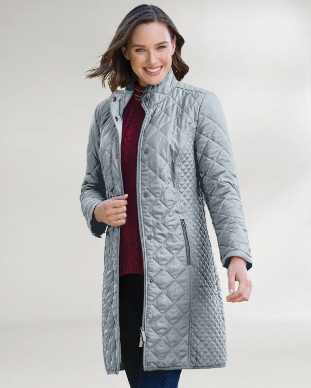 Appleseeds Women's Berkshire Diamond-Quilted Three-Quarter-Length Coat - Metallic - PXL - Petite sold by Buff