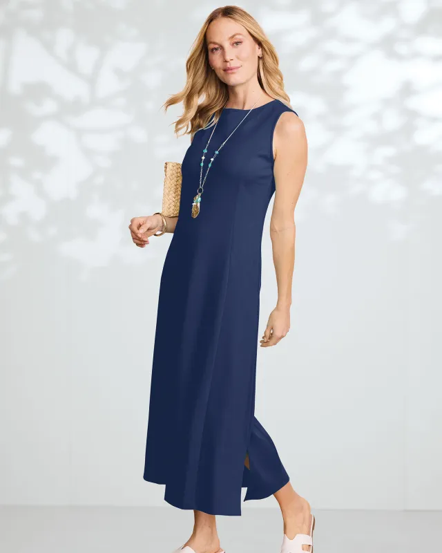 Appleseeds Women's Boardwalk Knit Solid Sleeveless Dress  - Blue - XL - Misses sold by Buff