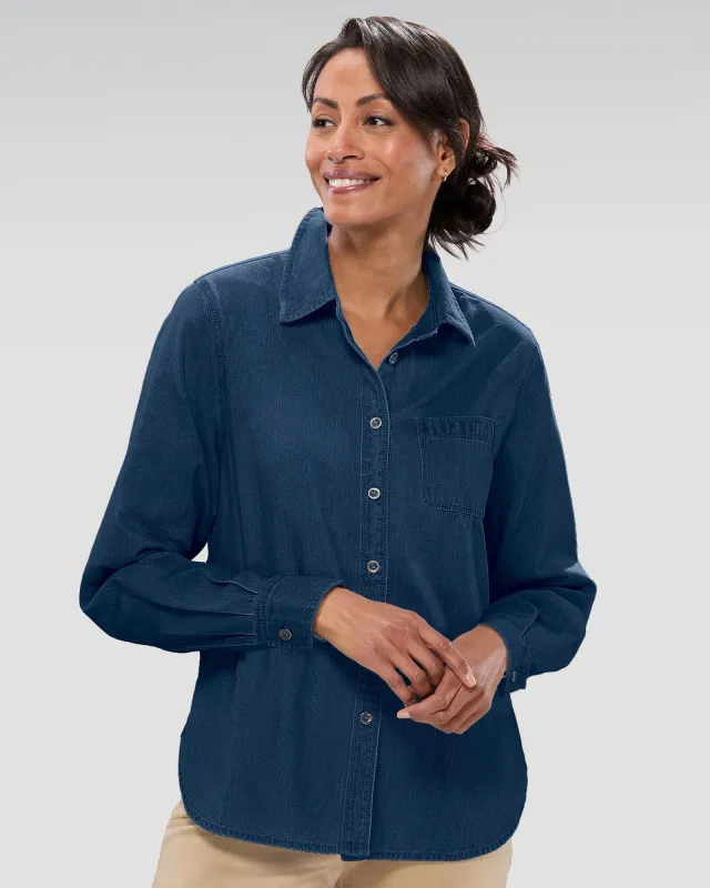 Appleseeds Women's Classic Denim Shirt - Denim - L - Misses sold by Buff