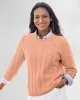 Appleseeds Women's Bayside Cotton Mixed-Cable Pullover - Orange - 1X - Womens Plus sold by Buff