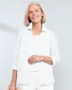 Appleseeds Women's Scallop-Trimmed Eyelet Shirt - White - 14P - Petite sold by Buff