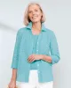 Appleseeds Women's Scallop-Trimmed Eyelet Shirt - White - 14P - Petite sold by Buff