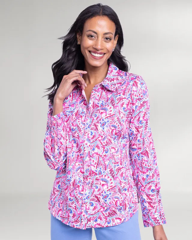 Appleseeds Women's Whimsical Paisley Shirt - Multi - 12P - Petite sold by Buff