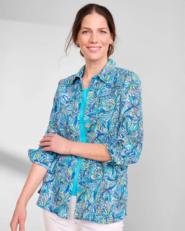 Appleseeds Women's Easy Breezy Tropical-Print Shirt  - Multi - 2X - Womens Plus sold by Buff