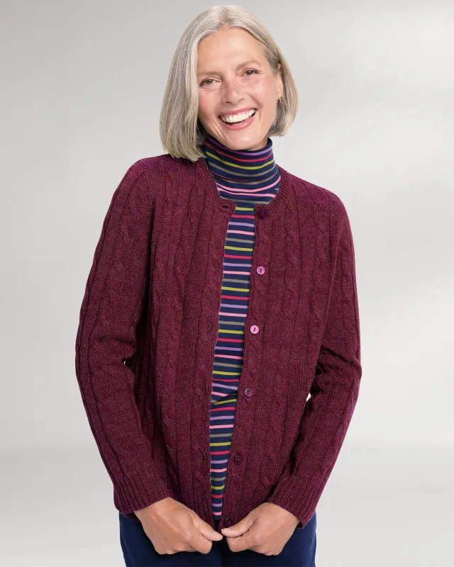 Appleseeds Women's Classic Cabled Wool Cardigan - Purple - 3X - Womens Plus sold by Buff