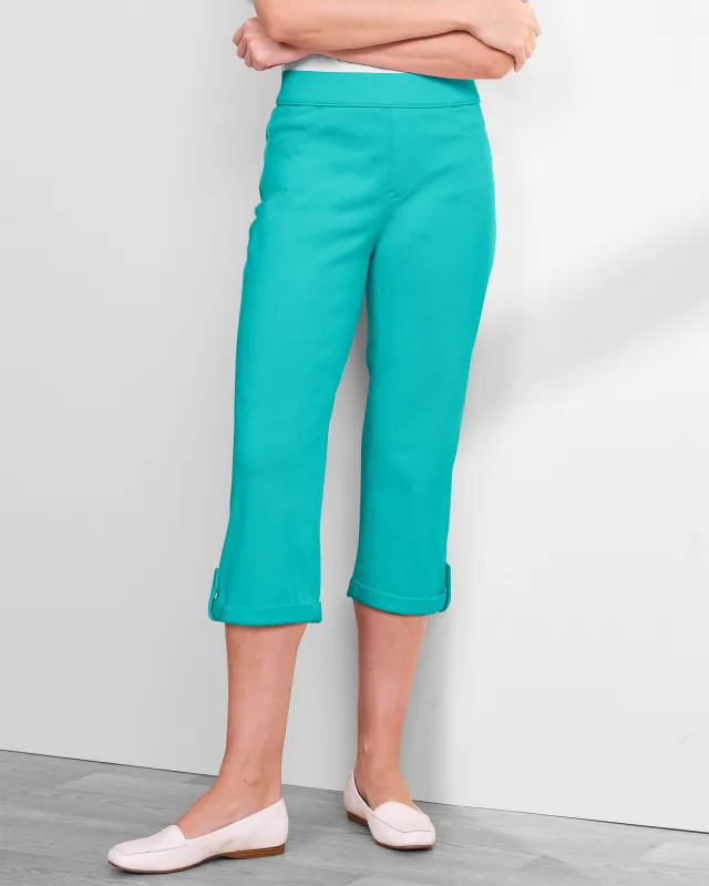 Appleseeds Women's Classic Knit Denim Capri - Blue - PL - Petite sold by Buff