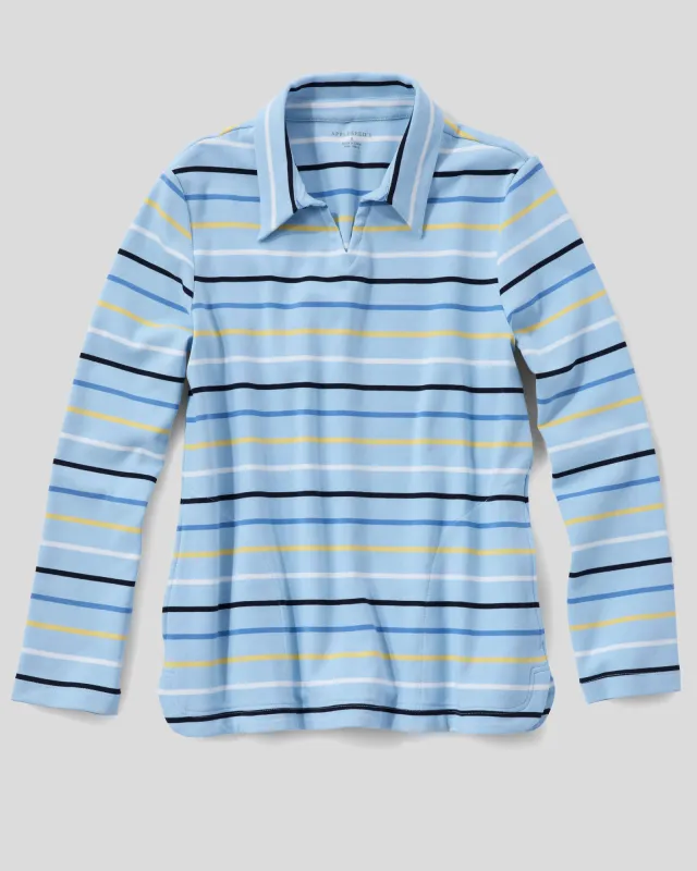 Appleseeds Women's Everyday Knit Joni Striped Polo - Multi - L - Misses sold by Buff