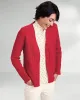 Appleseeds Women's Cozy Cotton Mixed-Stitch Open Cardigan Sweater - Red - L - Misses sold by Buff