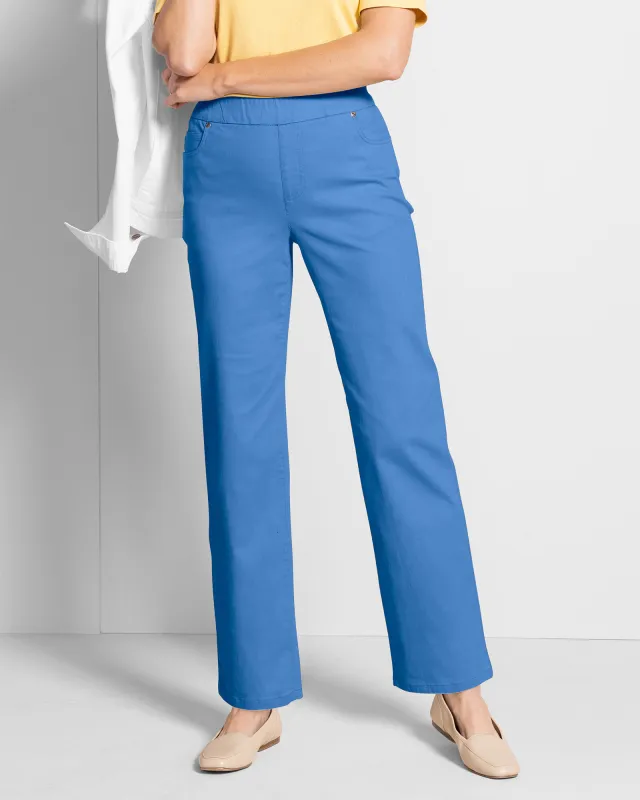 Appleseeds Women's DreamFlex Color Pull-On Relaxed Straight Leg Jeans - Blue - 8 - Misses sold by Buff