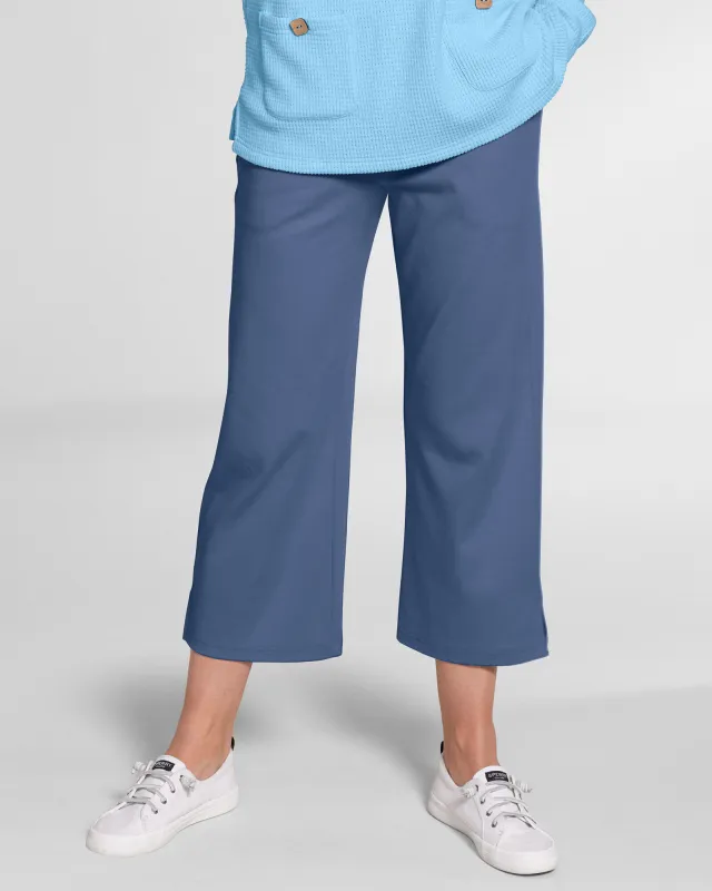 Appleseeds Women's Everyday Knit Wide-Leg Crops - Blue - S - Misses sold by Buff
