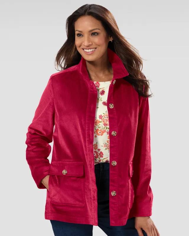 Appleseeds Women's Wide-Wale Corduroy Shirt Jacket - Red - S - Misses sold by Buff