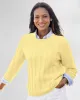 Appleseeds Women's Bayside Cotton Mixed-Cable Pullover - Yellow - PS - Petite sold by Buff