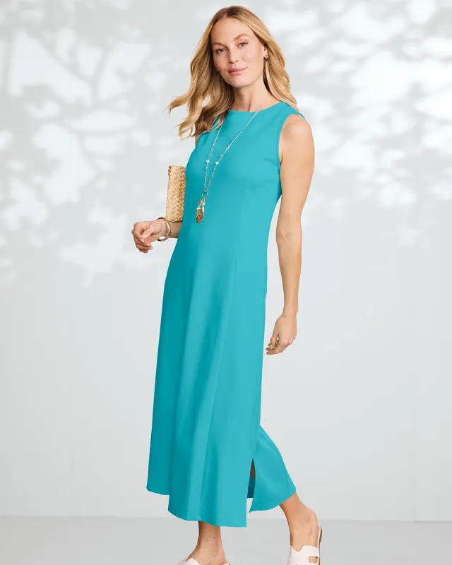 Appleseeds Women's Boardwalk Knit Solid Sleeveless Dress  - Blue - S - Misses sold by Buff
