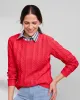 Appleseeds Women's Bayside Cotton Mixed-Cable Pullover - Red - M - Misses sold by Buff