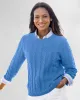 Appleseeds Women's Bayside Cotton Mixed-Cable Pullover - Red - M - Misses sold by Buff