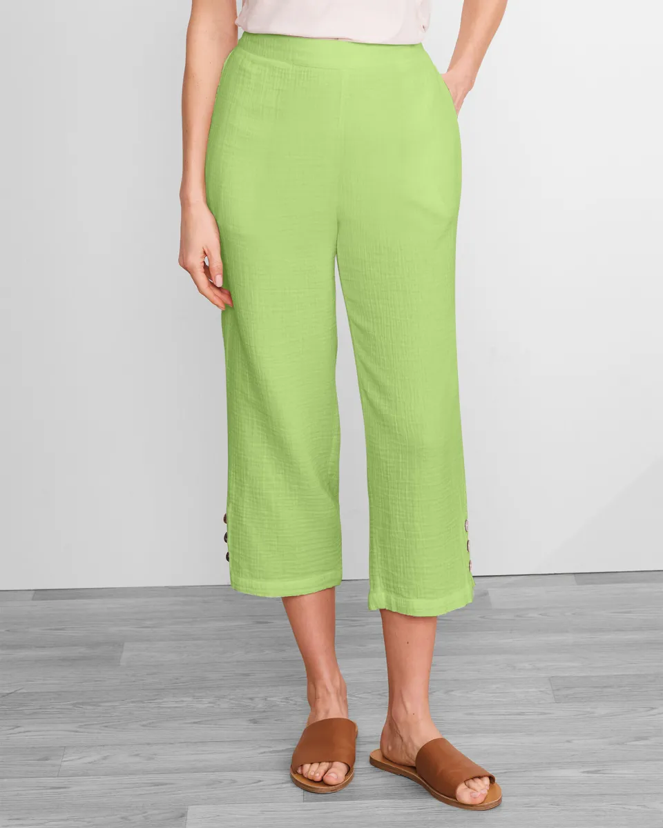 Appleseeds Women's Nantucket Textured-Cotton Capris - Green - PXL - Petite sold by Buff