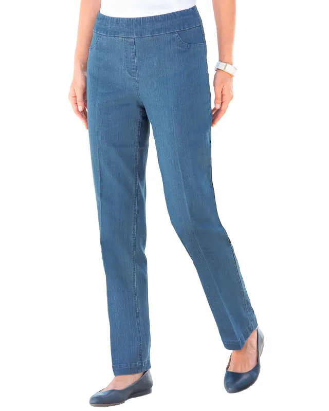 Appleseeds Women's SlimSation® Straight-Leg Pants - Denim - 16PS - Petite Short sold by Buff