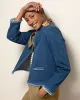 Appleseeds Women's DreamFlex Denim Braid-Trim Jacket - Denim - PL - Petite sold by Buff