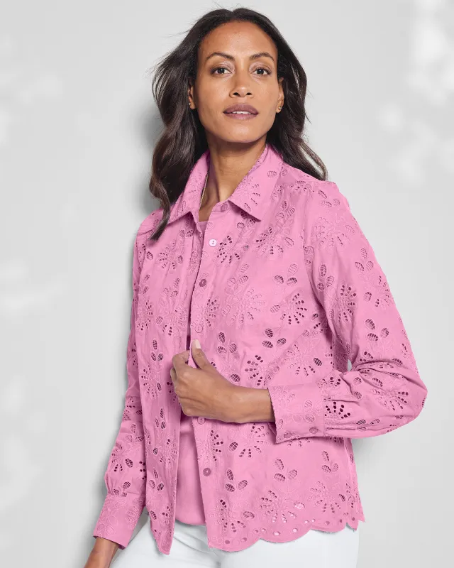 Appleseeds Women's Updated Eyelet Shirt - Pink - M - Misses sold by Buff