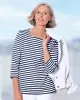 Appleseeds Women's Essential Cotton Striped Three-Quarter-Sleeve Tee - Multi - PS - Petite sold by Buff