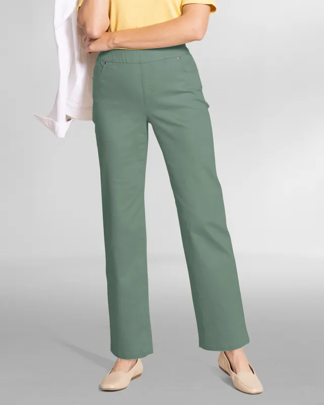 Appleseeds Women's DreamFlex Color Pull-On Relaxed Straight Leg Jeans - Green - 18P - Petite sold by Buff