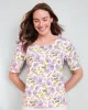 Appleseeds Women's Prima™ Cotton Poppy-Print Scalloped Tee - Multi - PS - Petite sold by Buff