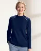 Appleseeds Women's Madison Button-Trim Mockneck - Blue - S - Misses sold by Buff