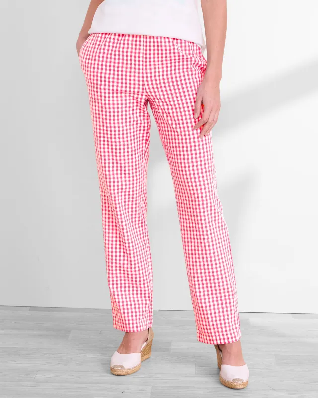 Appleseeds Women's Gingham Seersucker Pants - Red - XL - Misses sold by Buff